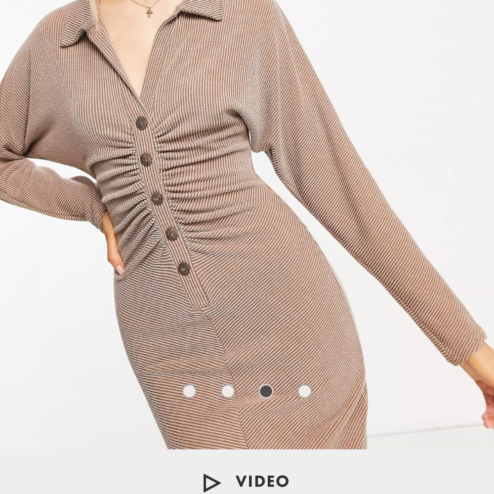 ASOS DESIGN ribbed midi shirt dress